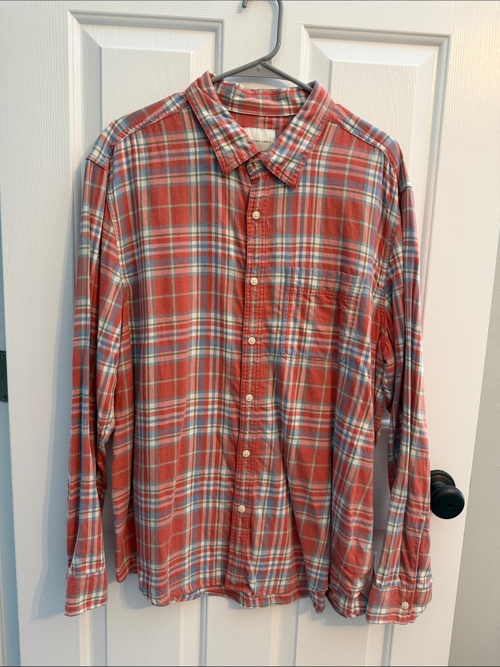 American Eagle Outfitters Red Plaid Button-Down Shirt